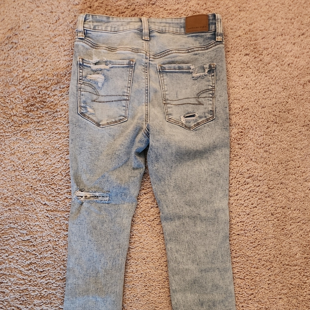 American Eagle Distressed Light Blue Next Level Stretch Women's Jeans Sz. 2 - Picture 5 of 9